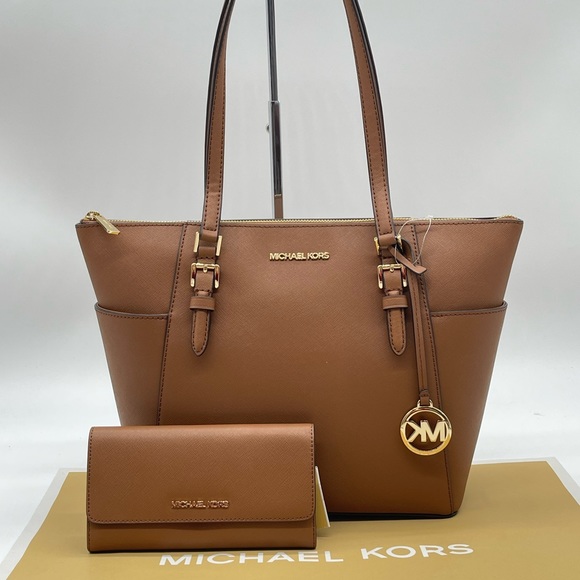 Michael Kors Large Charlotte Tote Bag & Trifold Wallet - Picture 1 of 13